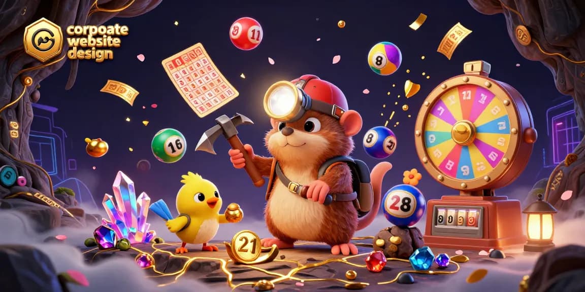 Engaging corporate website design showcasing dynamic gambling elements with a treasure hunter theme.