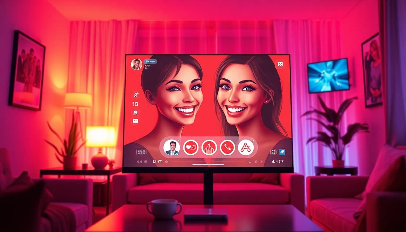 Engaging AI sex chat scene with a lifelike character in a cozy setting