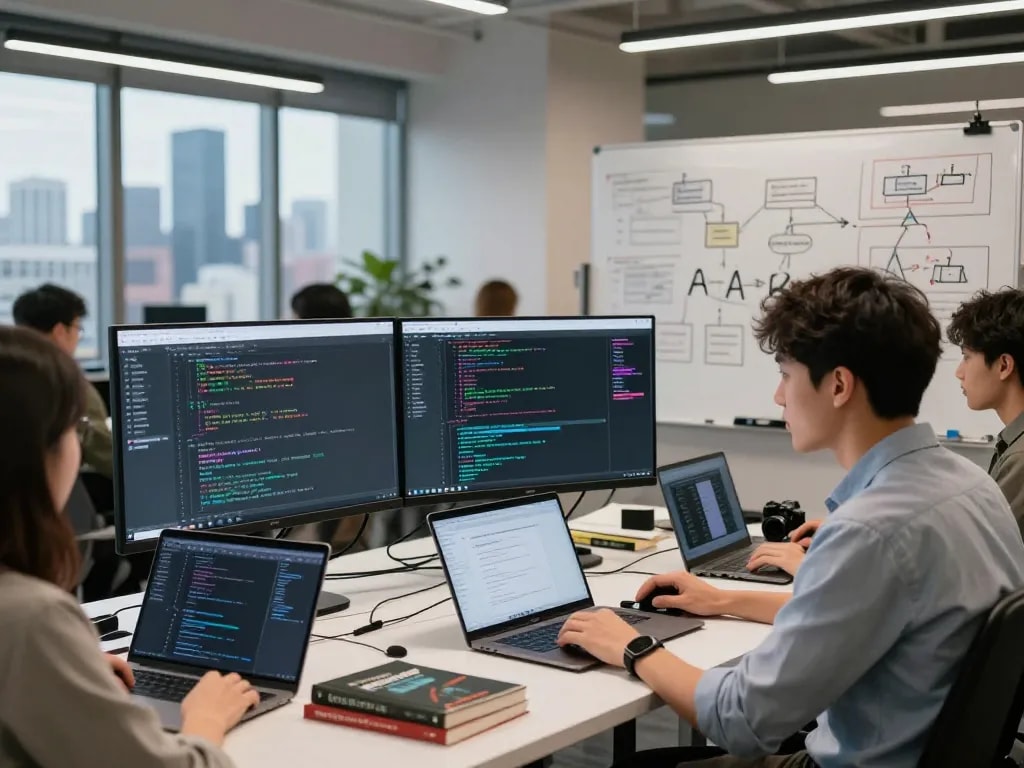 Developer working with clawbot in a modern tech workspace to build advanced AI applications.
