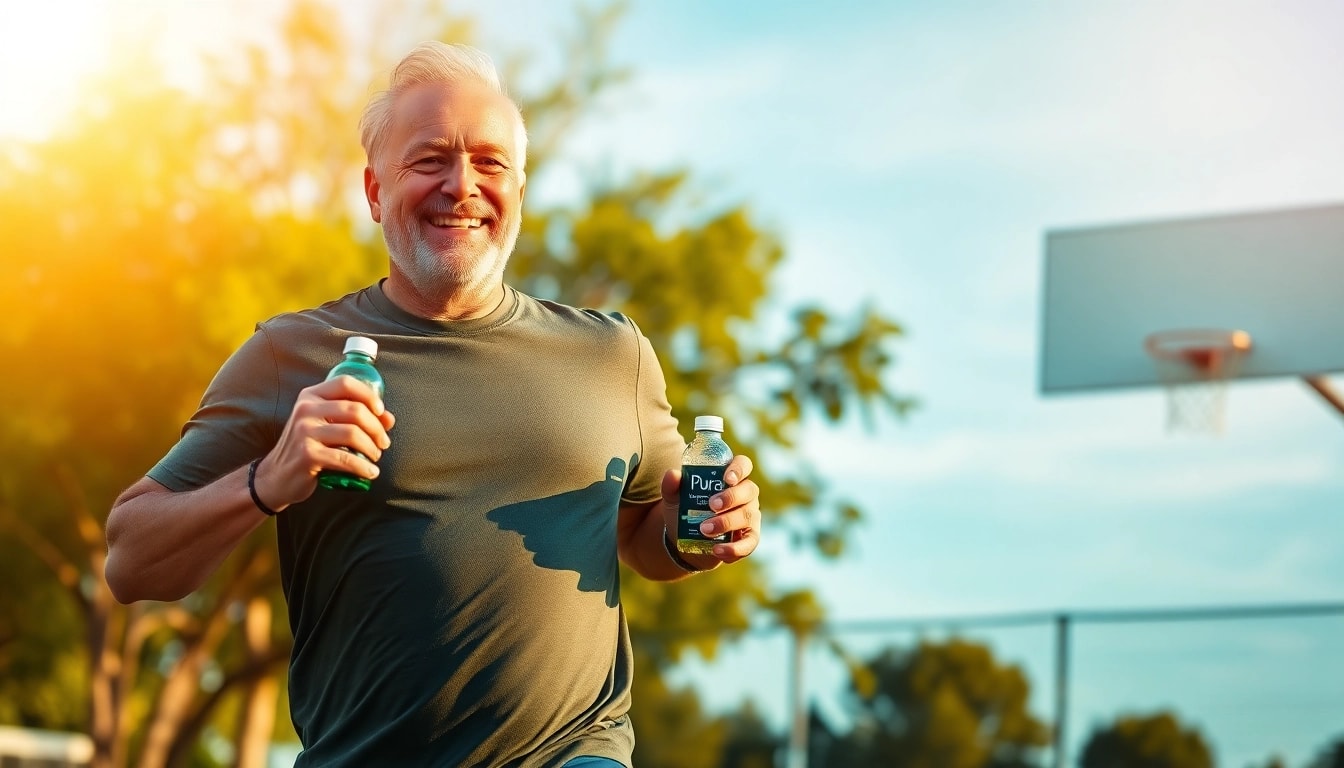 Pura Boost enhances men's vitality and stamina, showcased by a confident man enjoying outdoor activities.