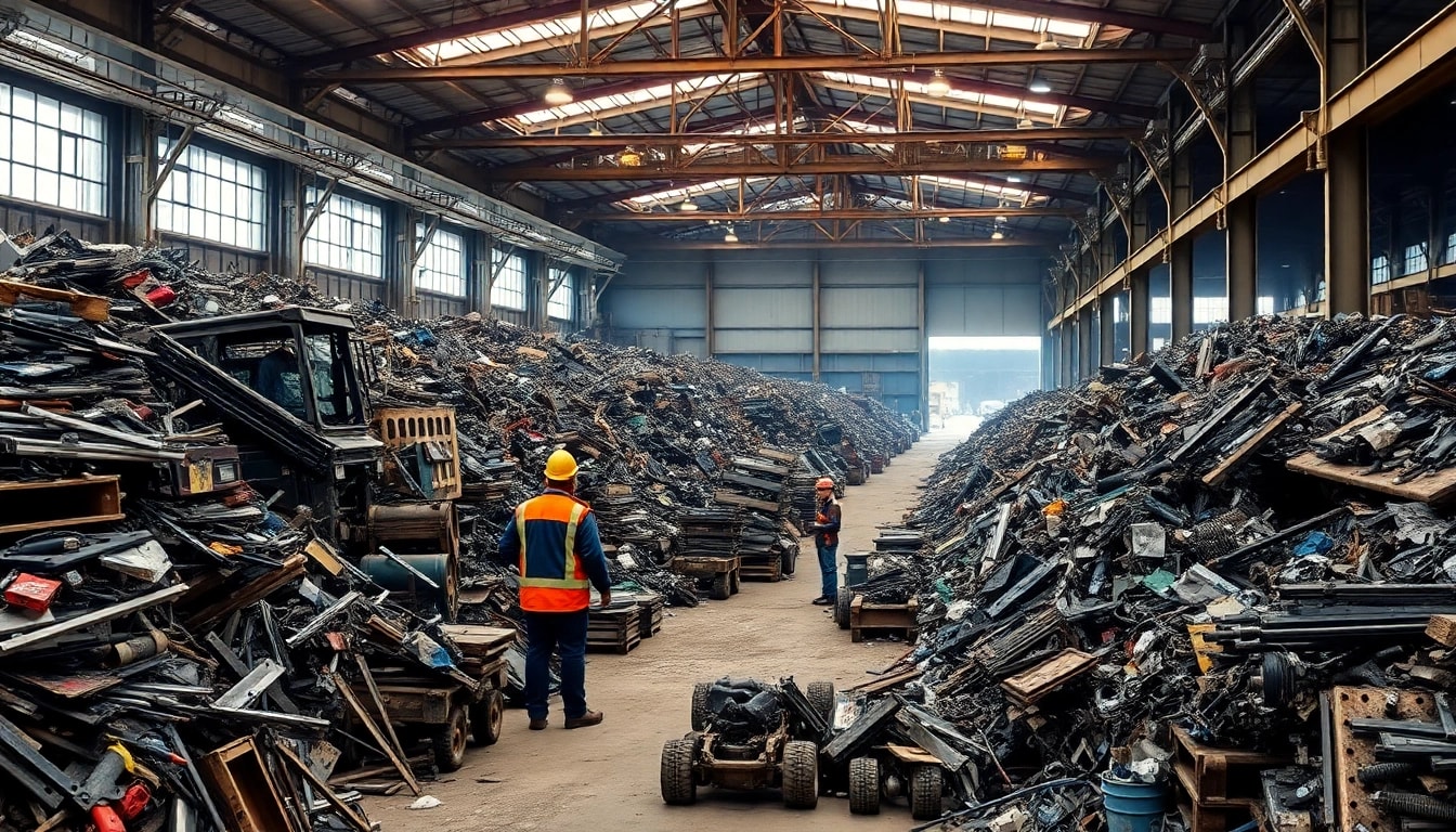 Schrotthändler Wuppertal efficiently sorting various scrap metal types for recycling.