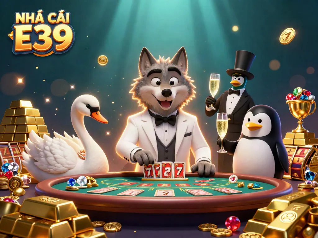 Join the excitement at NHÀ CÁI E39 with a charmed baccarat table scene filled with riches.