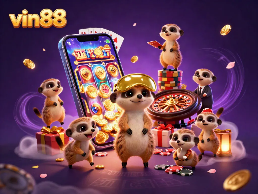 Experience vibrant gameplay with vin88's meerkat casino, featuring colorful slot games and gaming excitement.