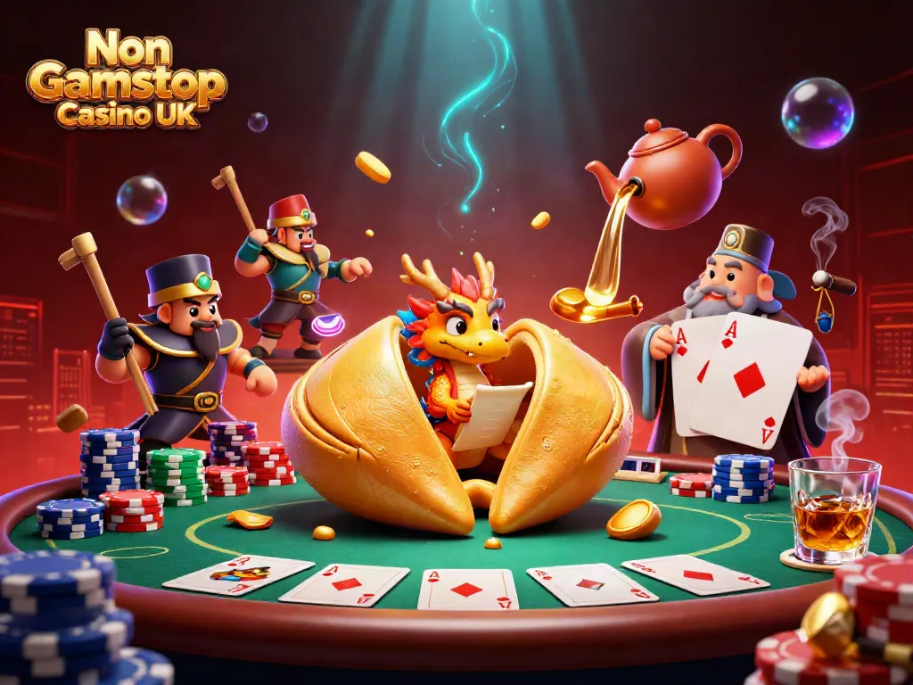 Engage in thrilling games at Non Gamstop Casino UK featuring vibrant characters and dynamic casino elements.