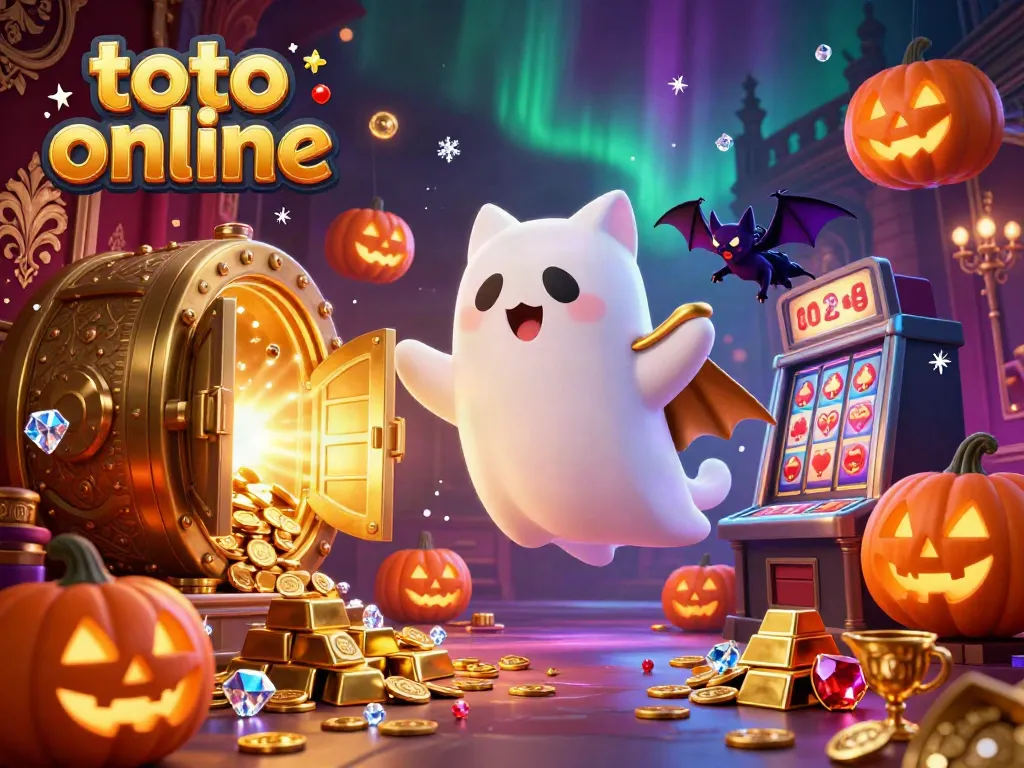Bet and win at the casino with "toto online," featuring ghost cat chip collectors in a haunted slot scene.