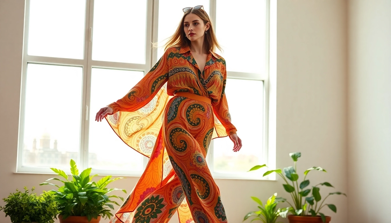 Model gracefully wearing Stella McCartney attire, showcasing sustainable fashion elegance.