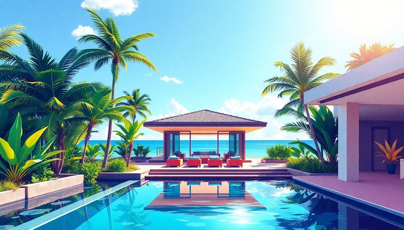 Enhance villas property management with a vibrant beachfront villa in Phuket, showcasing inviting outdoor living.