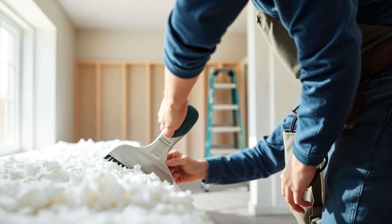 Expert handling spray foam removal near Worthing in a bright home environment.
