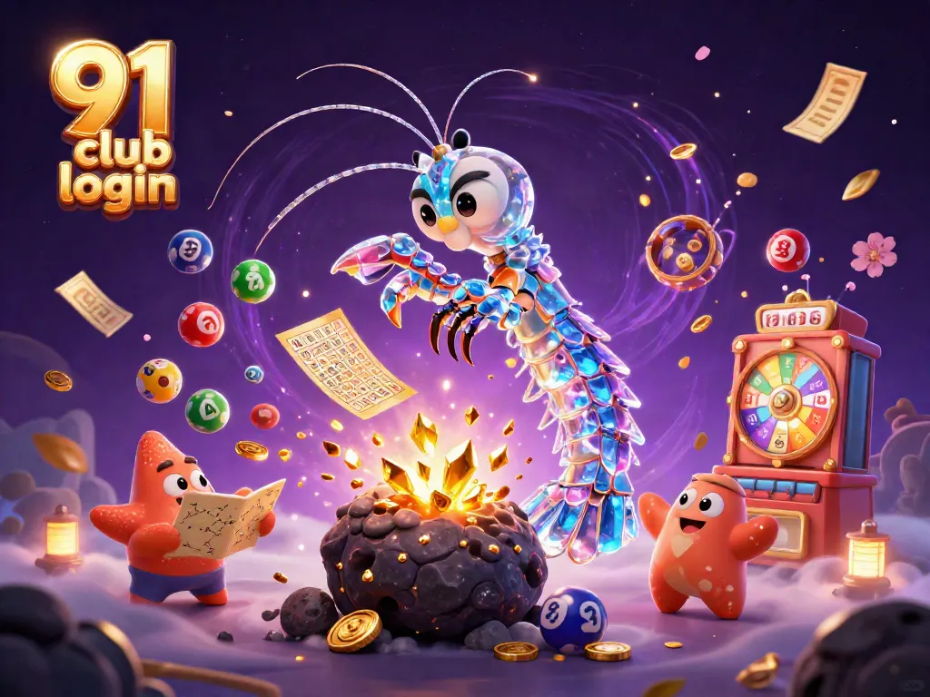 Engage with 91 club login's dynamic gaming scene featuring colorful lottery elements and vibrant action.