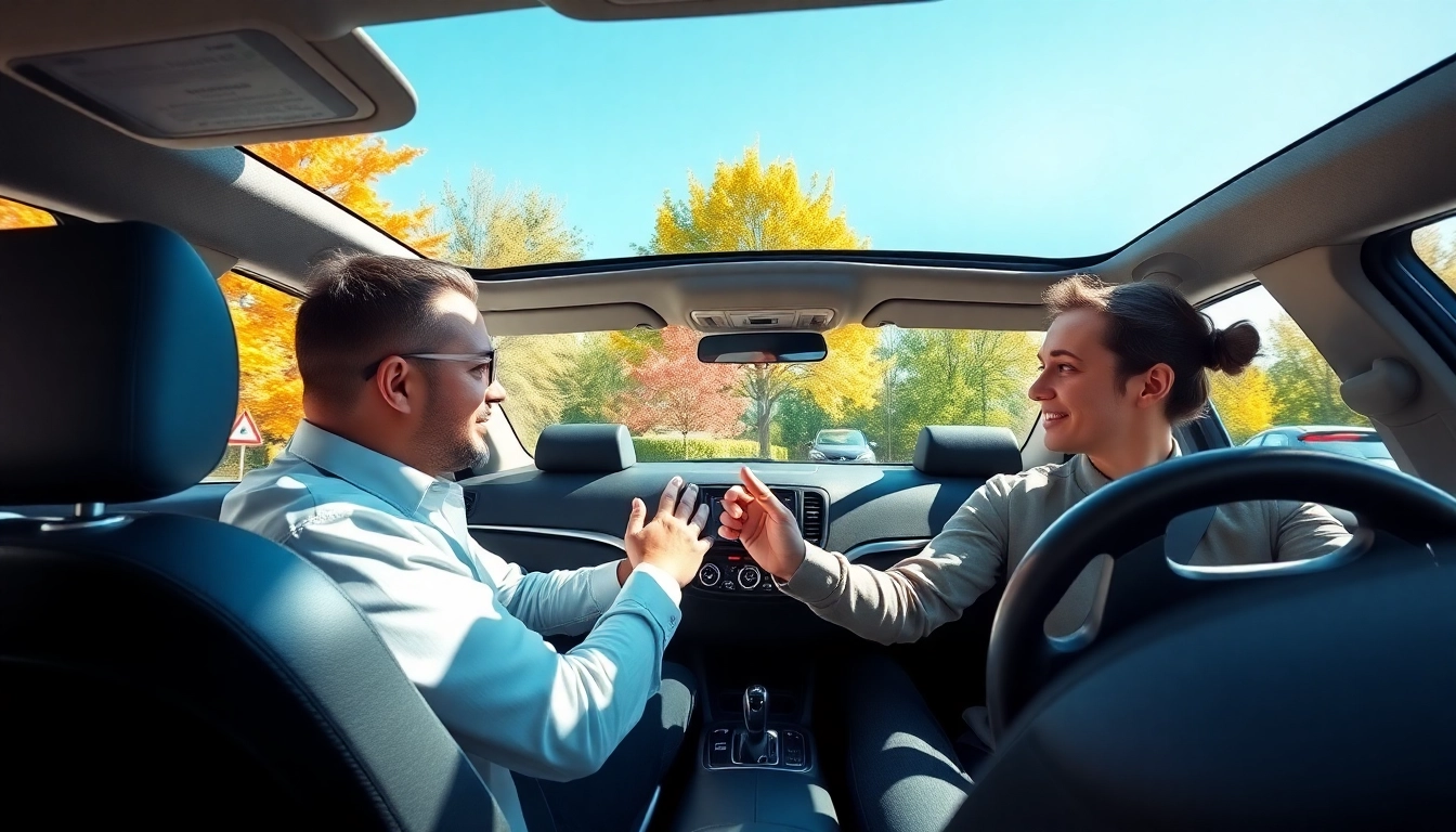 Engaged student learning in an intensive driving course Portsmouth with a driving instructor.