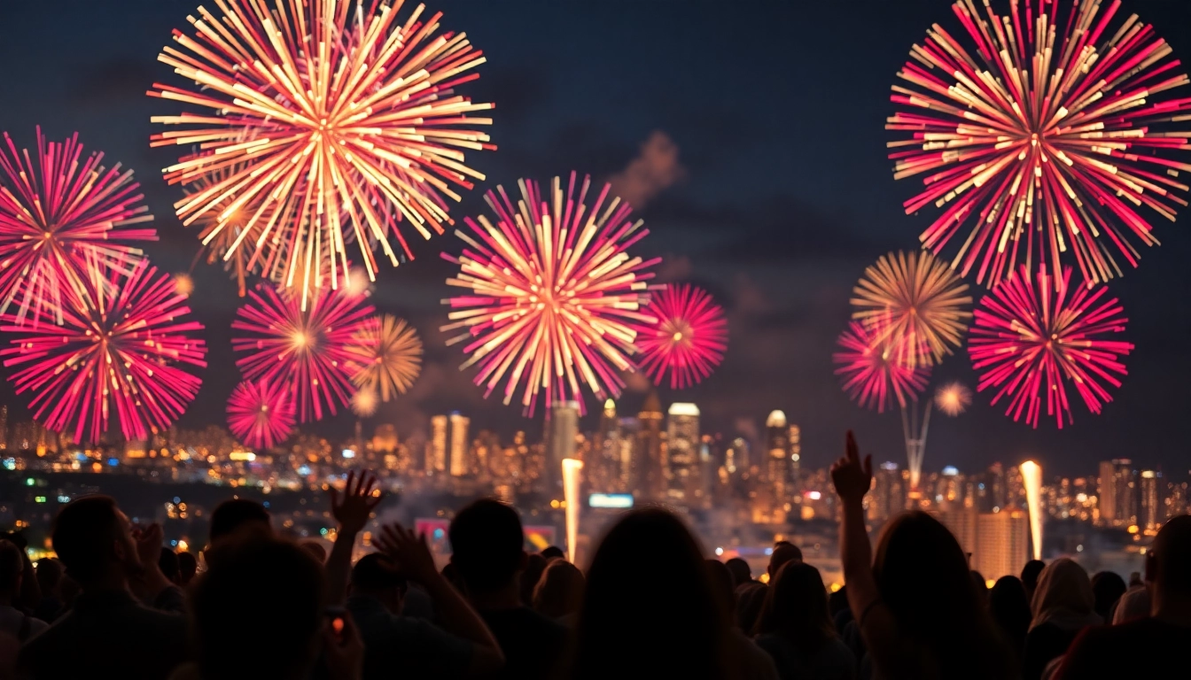 Fireworks UK illuminating the skyline with vibrant colors during a festive display.