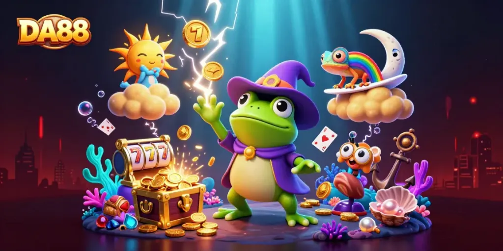 Spin and win big with DA88 while witnessing a magical storm of golden coins!