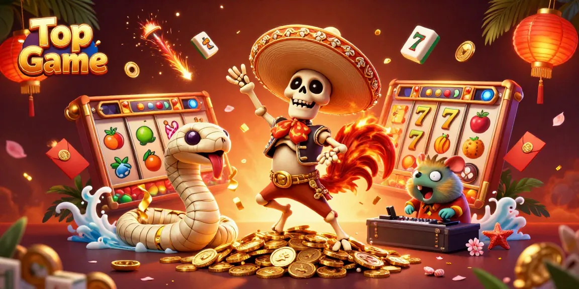 Experience the excitement of Top Game with our vibrant casino illustration showcasing dynamic characters and gaming elements.