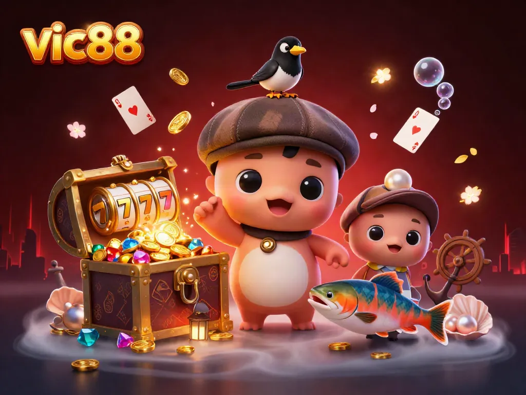 Experience thrilling gameplay with vic88, featuring a playful Loch Ness monster and rich casino elements.