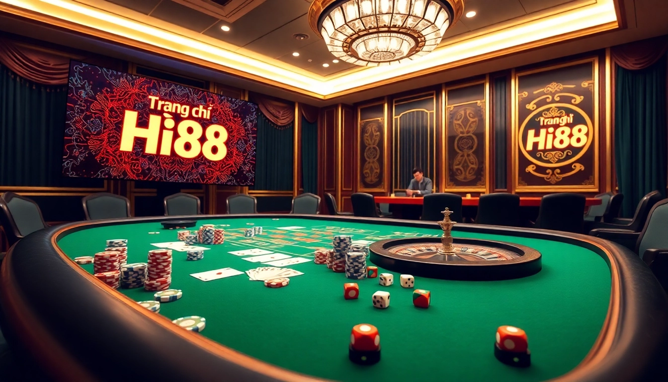 Exciting gambling scene highlighting Trang chủ Hi88 with vibrant casino elements.