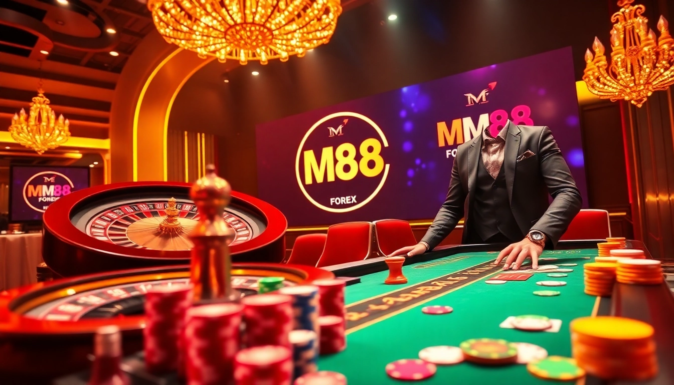 Experience the thrilling excitement of online gambling at https://mm88.forex/, featuring poker tables and roulette wheels.