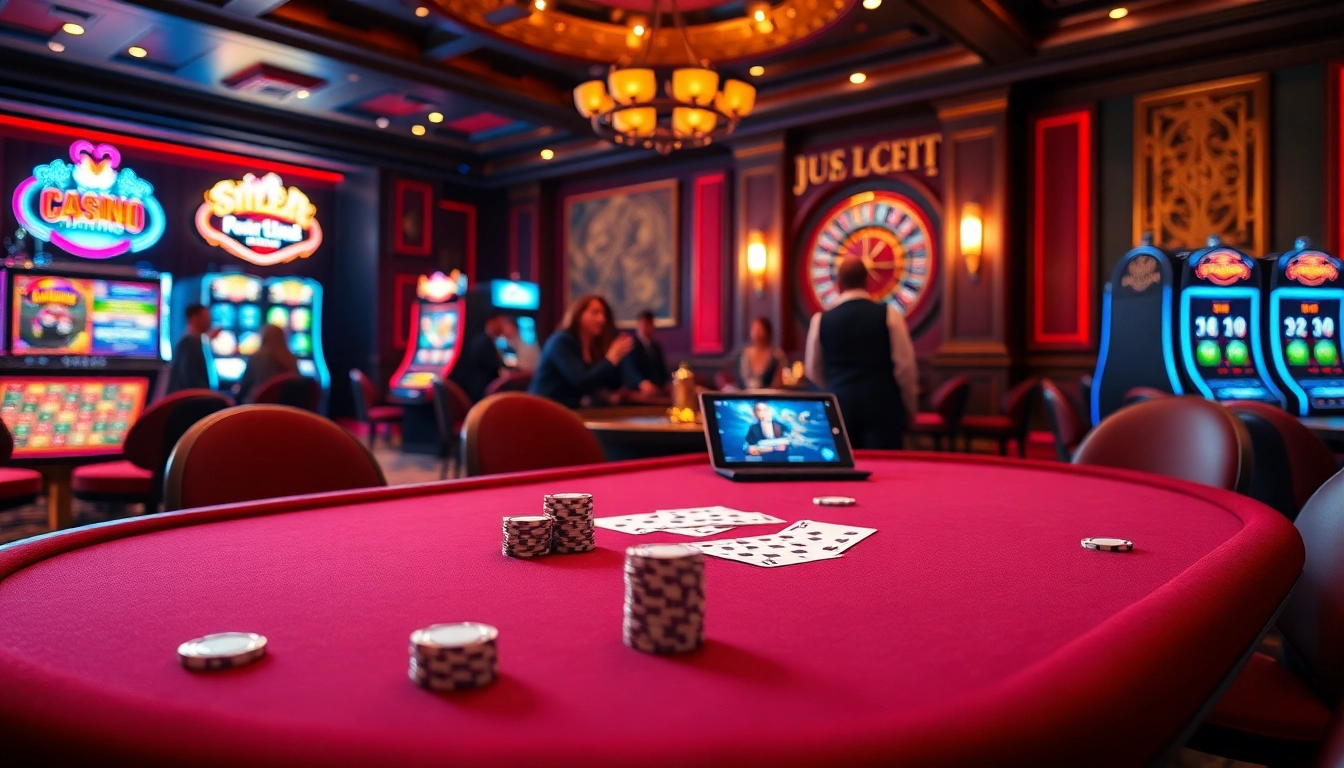 High-stakes poker action at a luxurious casino inspired by f168info.com with vibrant colors and excitement.
