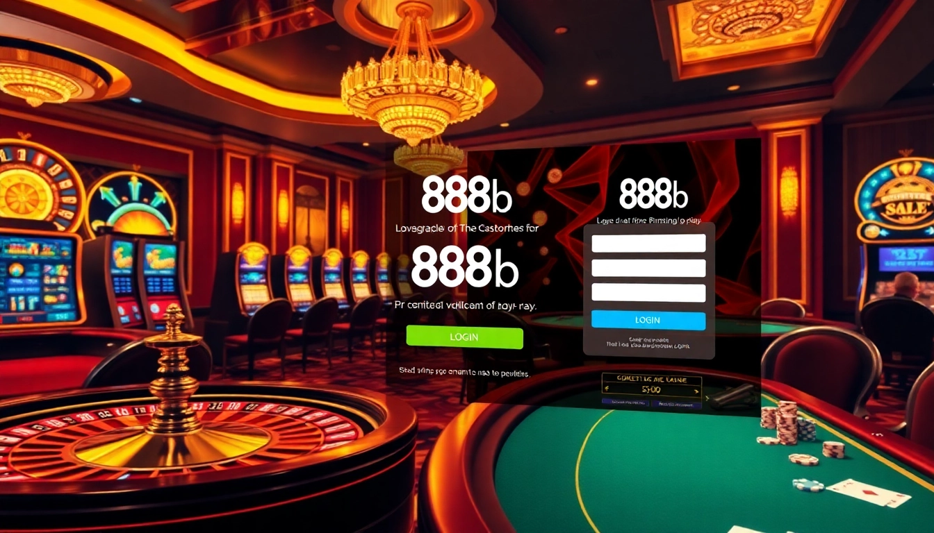Experience the excitement of đăng nhập 888b at a luxurious online casino featuring vibrant gaming tables and digital interfaces.