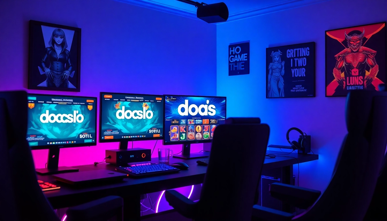 Dynamic online gaming setup highlighting doaslot with vibrant colors and advanced interfaces.