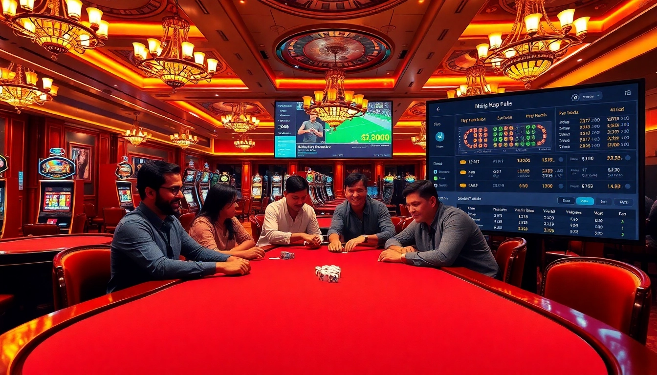 Engaged players analyzing nhận định kèo nhà cái at a casino table.