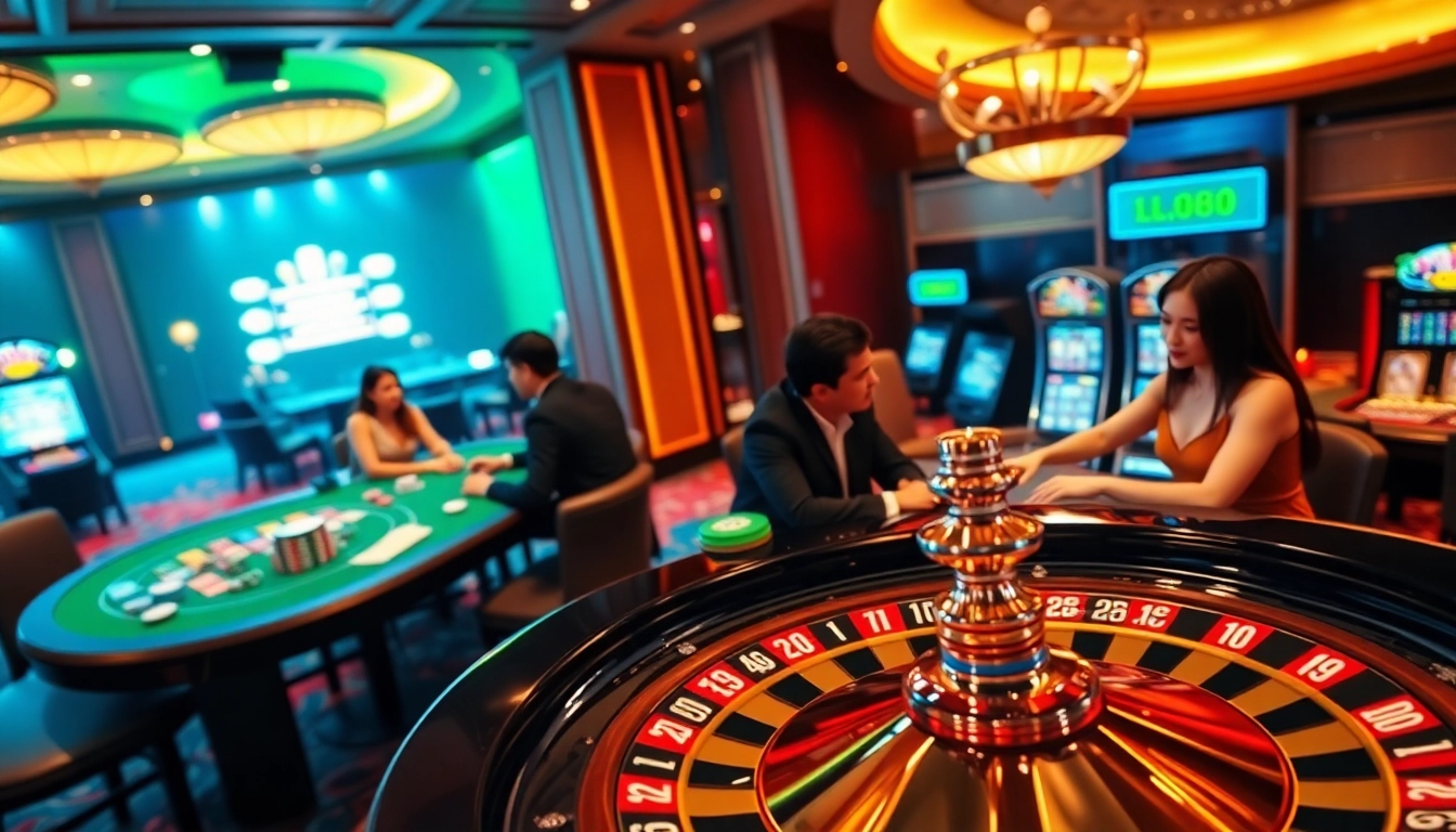 Lc88 players enjoying dynamic betting strategies at a stylish online casino table.