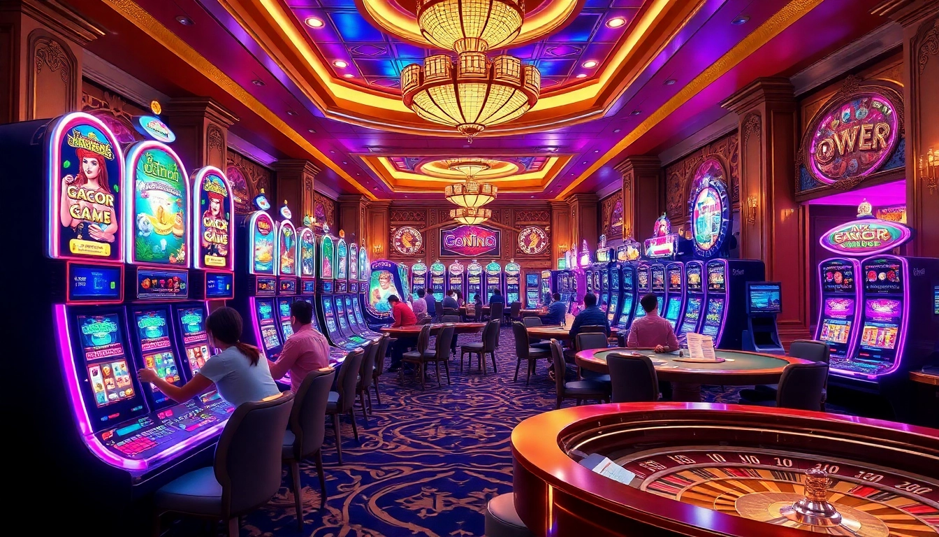 Experience the excitement of Slot Gacor Hari ini with vibrant slot machines and lively casino atmosphere.