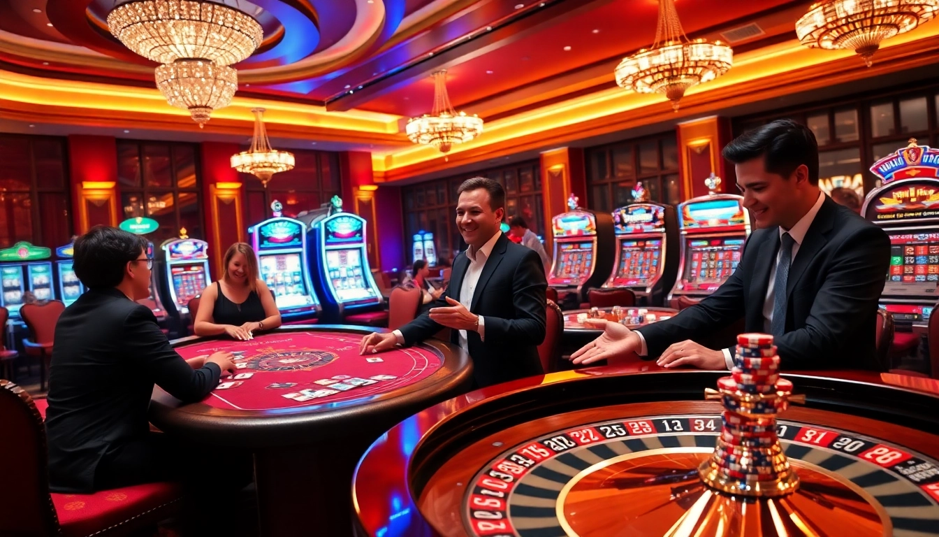 Exciting casino atmosphere with players enjoying games at THABET online casino.