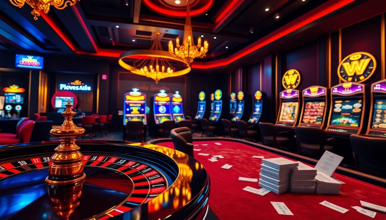Experience the thrill of MM88 with vibrant casino visuals showcasing roulette and slot machines.
