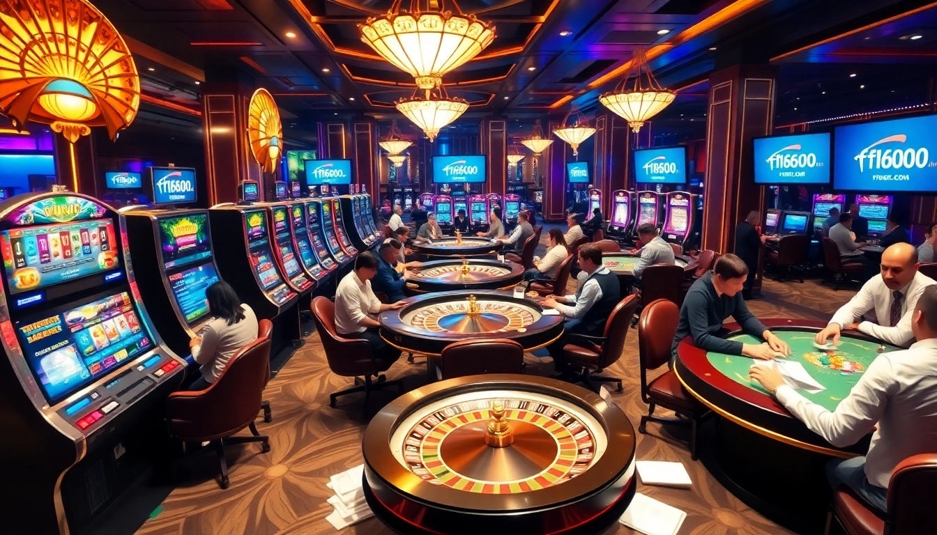 Experience thrilling gameplay at f168.com with vibrant casino tables and eager players.