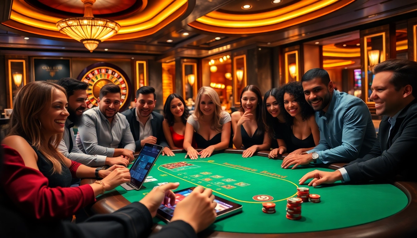 Experience the thrill of gaming on vvjl6 com with vibrant casino tables and excited gamblers.