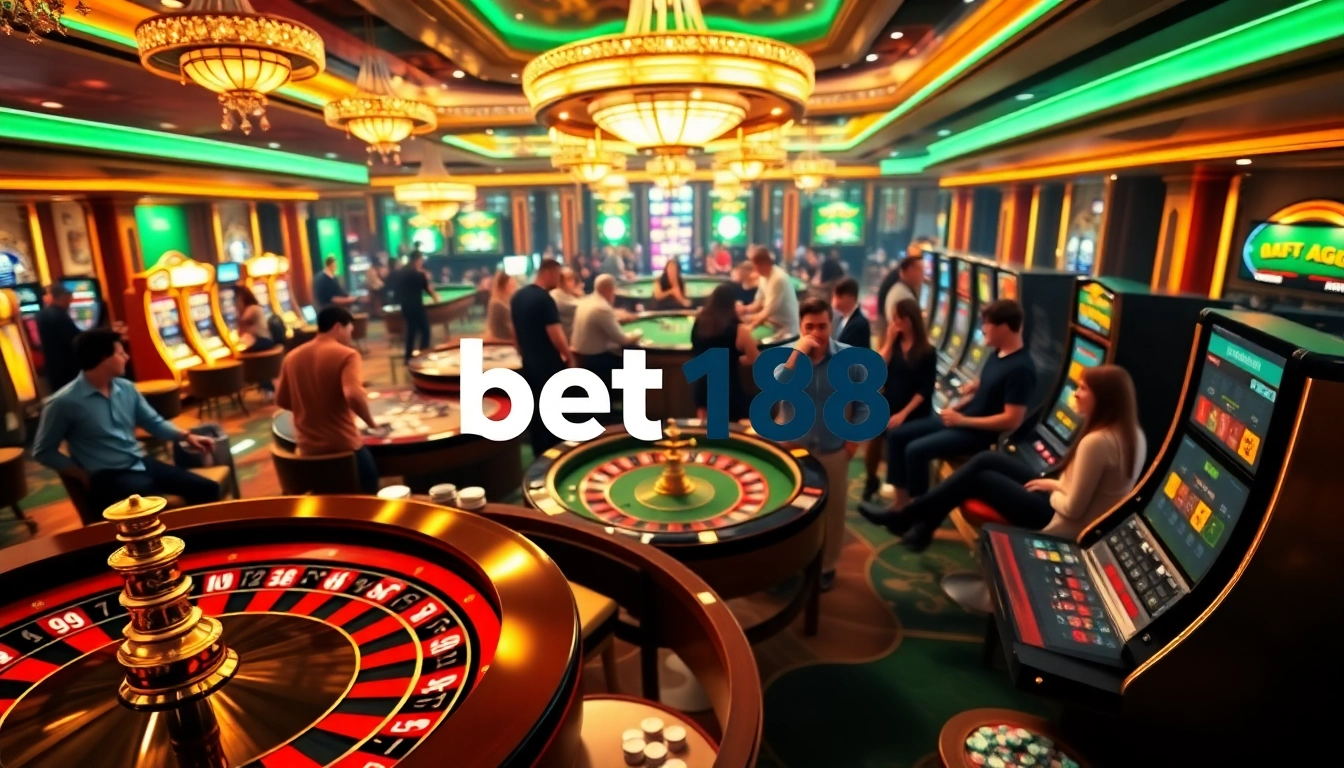 Exciting online gambling scene showcasing bet168 with casino tables and players.