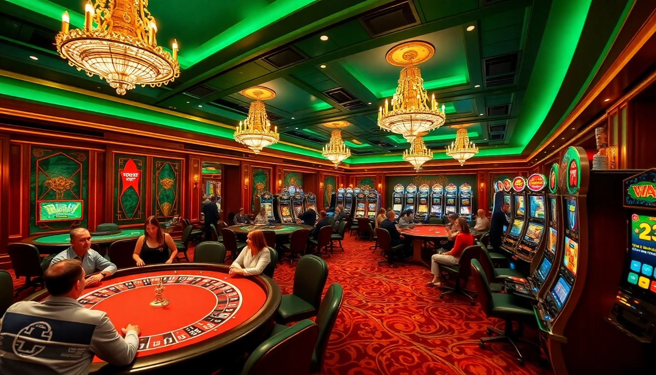 Experience the thrill of win678 com with players enjoying diverse casino games in a luxurious setting.