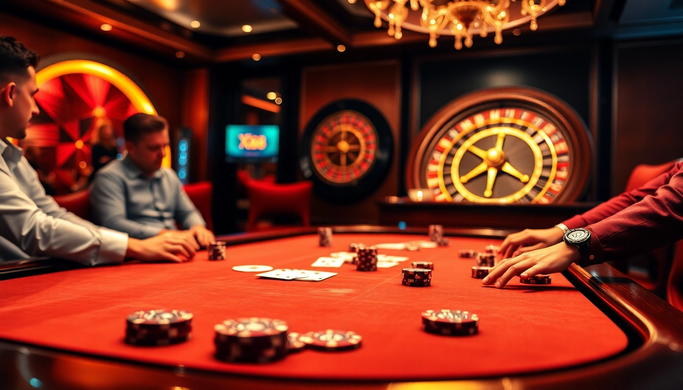 Experience the thrill of high-stakes poker at X88 com with vibrant chips and cards in action.