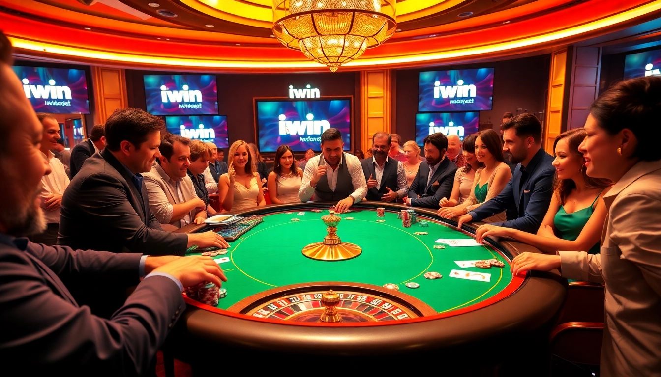 Experience the excitement of iwin with vibrant poker tables, colorful chips, and a thrilling casino atmosphere.