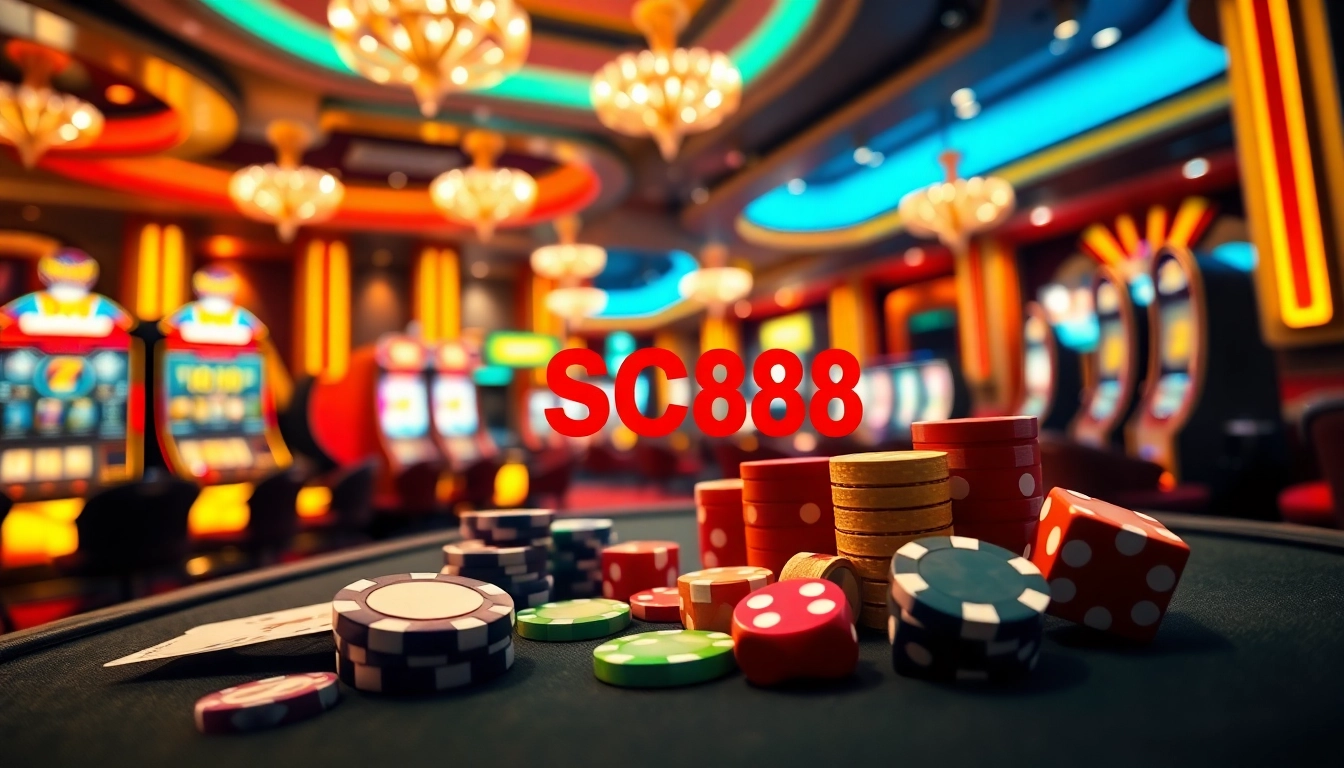 Experience the excitement of online gambling with the SC88 link showcasing vibrant casino elements.