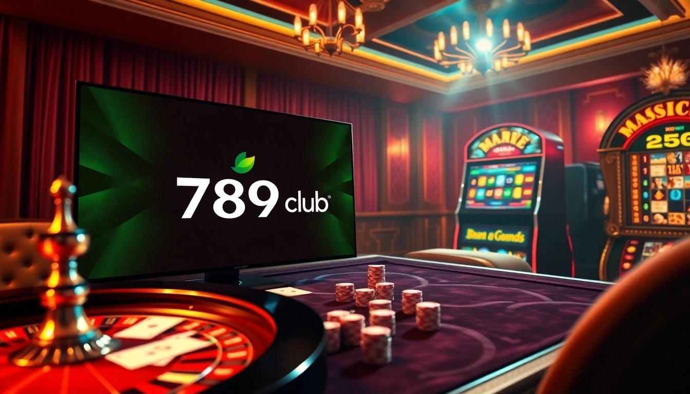 Engage in thrilling gameplay at 789club with vibrant casino elements like cards and roulette.