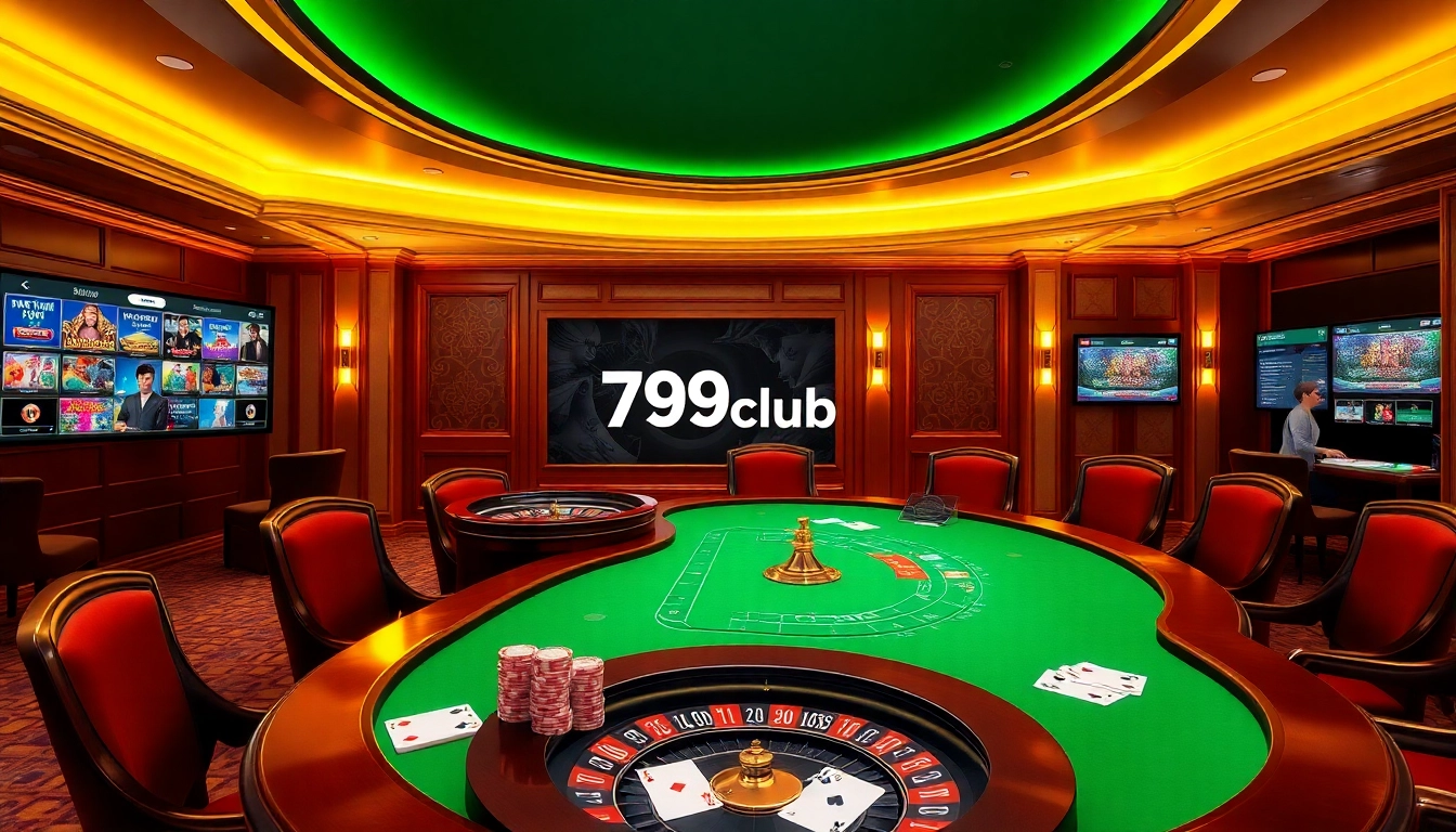 A thrilling gaming scene showcasing the 789club casino table with poker chips and cards during an exciting game.