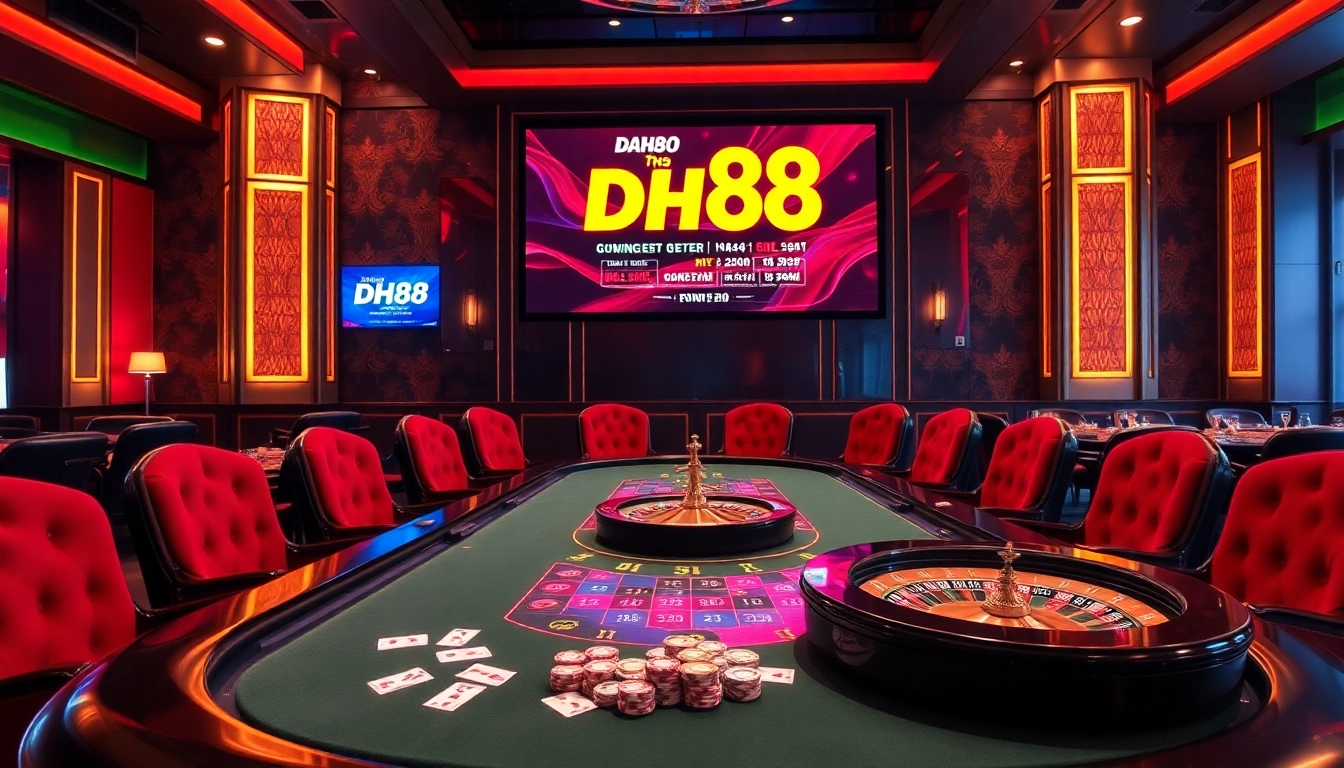 Exciting gaming experience at nhà cái dh88 with vibrant casino table and chips.