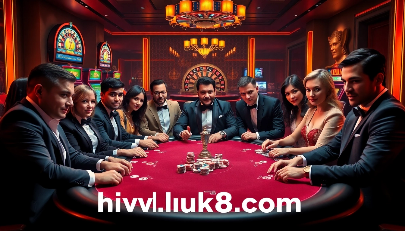 Người chơi đang thưởng thức các trò chơi bài và máy đánh bạc sôi động tại https://luck8.com, thể hiện những trận casino đầy kịch tính.