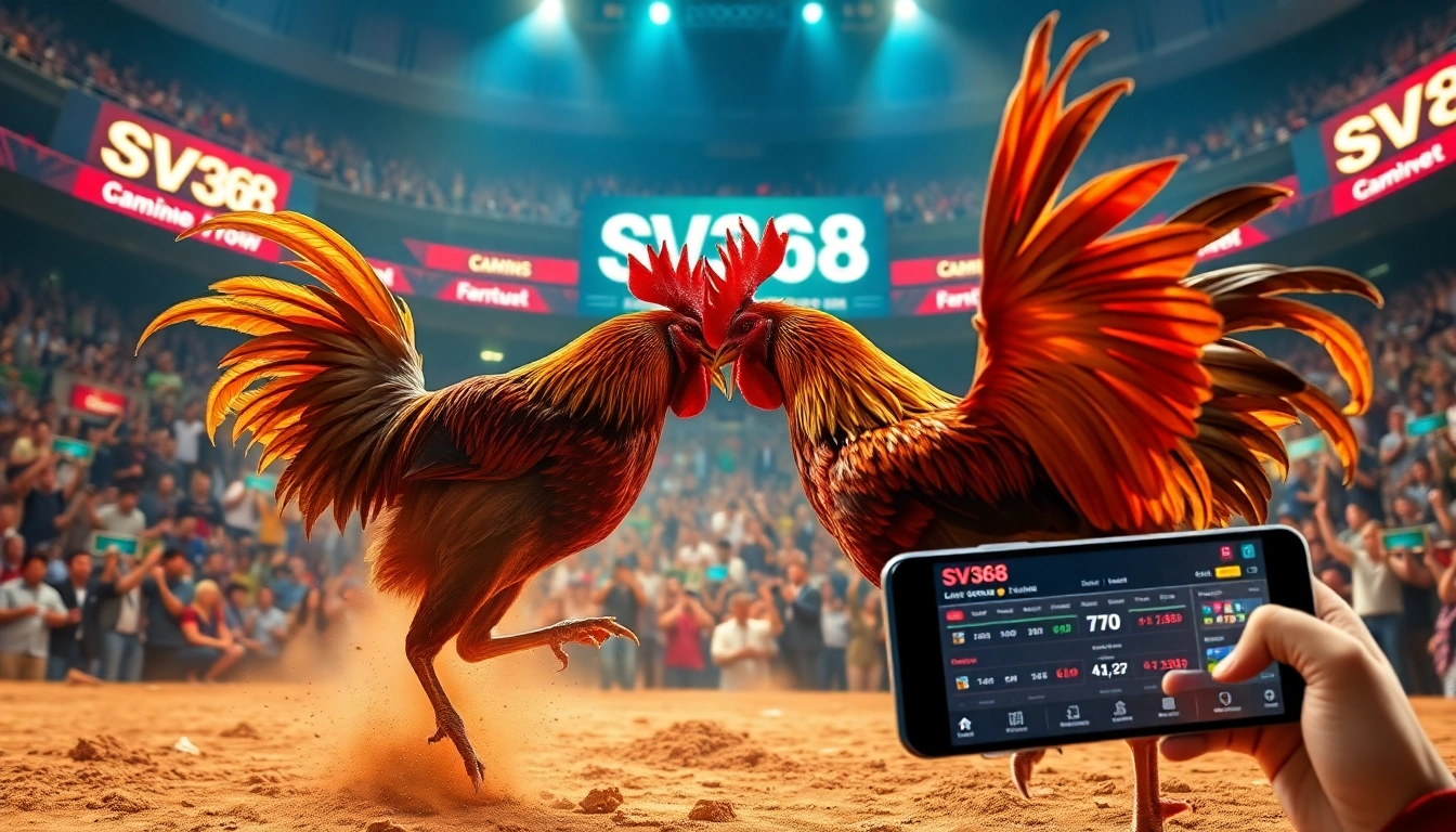 Live cockfighting at SV368win.live showcasing intense action and excitement.