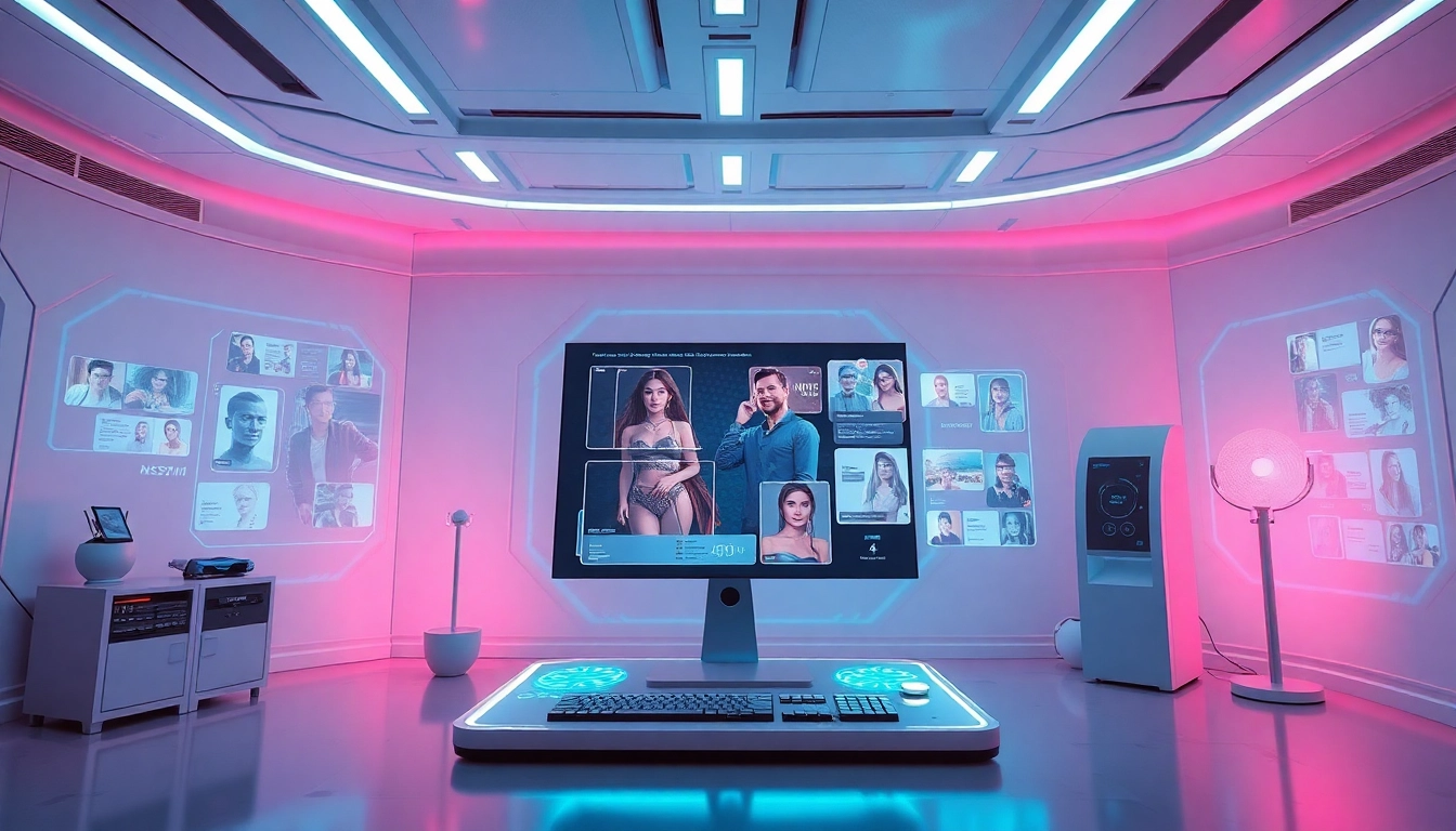 Engaging digital art scene of NSFW AI character interaction with advanced technology.