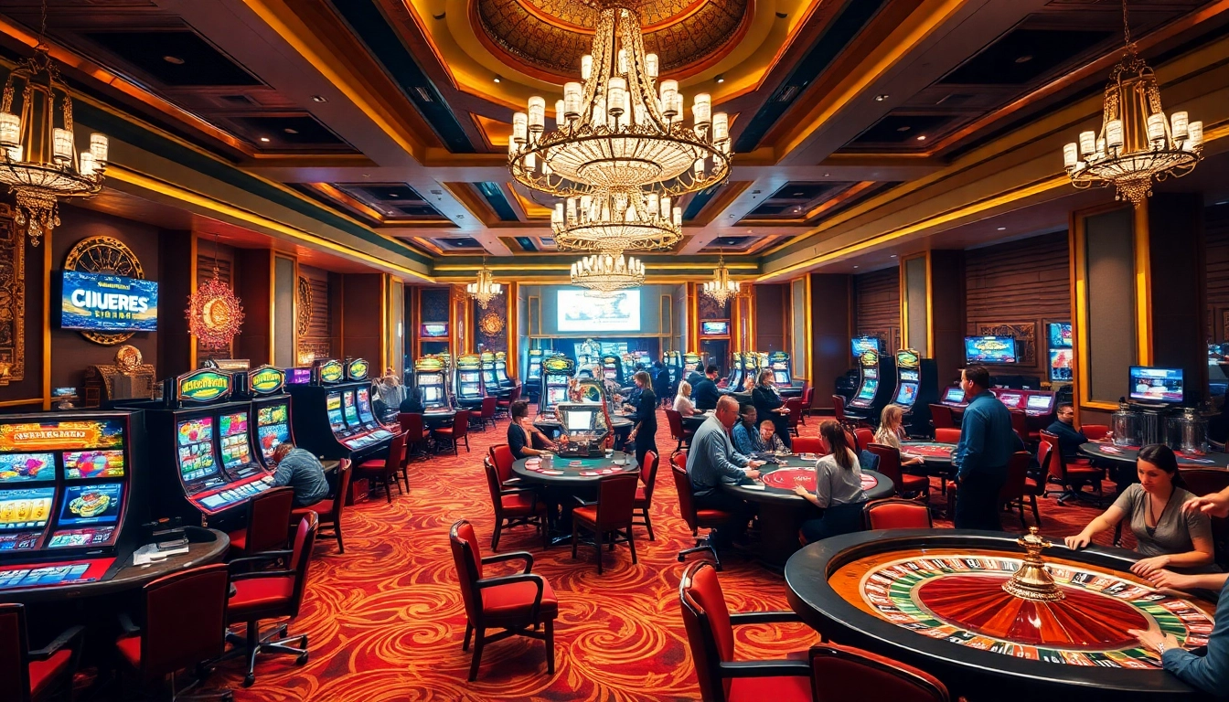 Experience thrilling gameplay at KK55 with luxurious casino tables and slot machines.