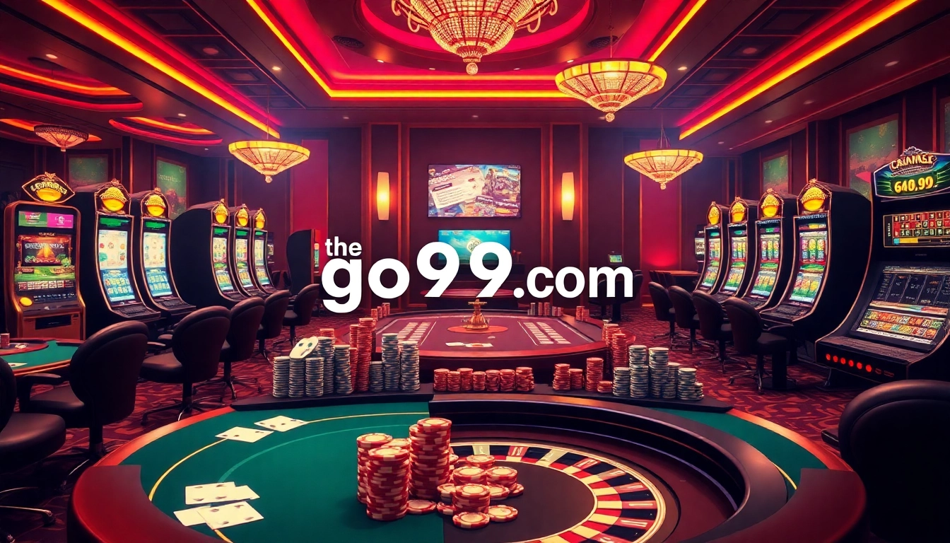 Experience online excitement at go99 com with vibrant casino tables and poker chips.