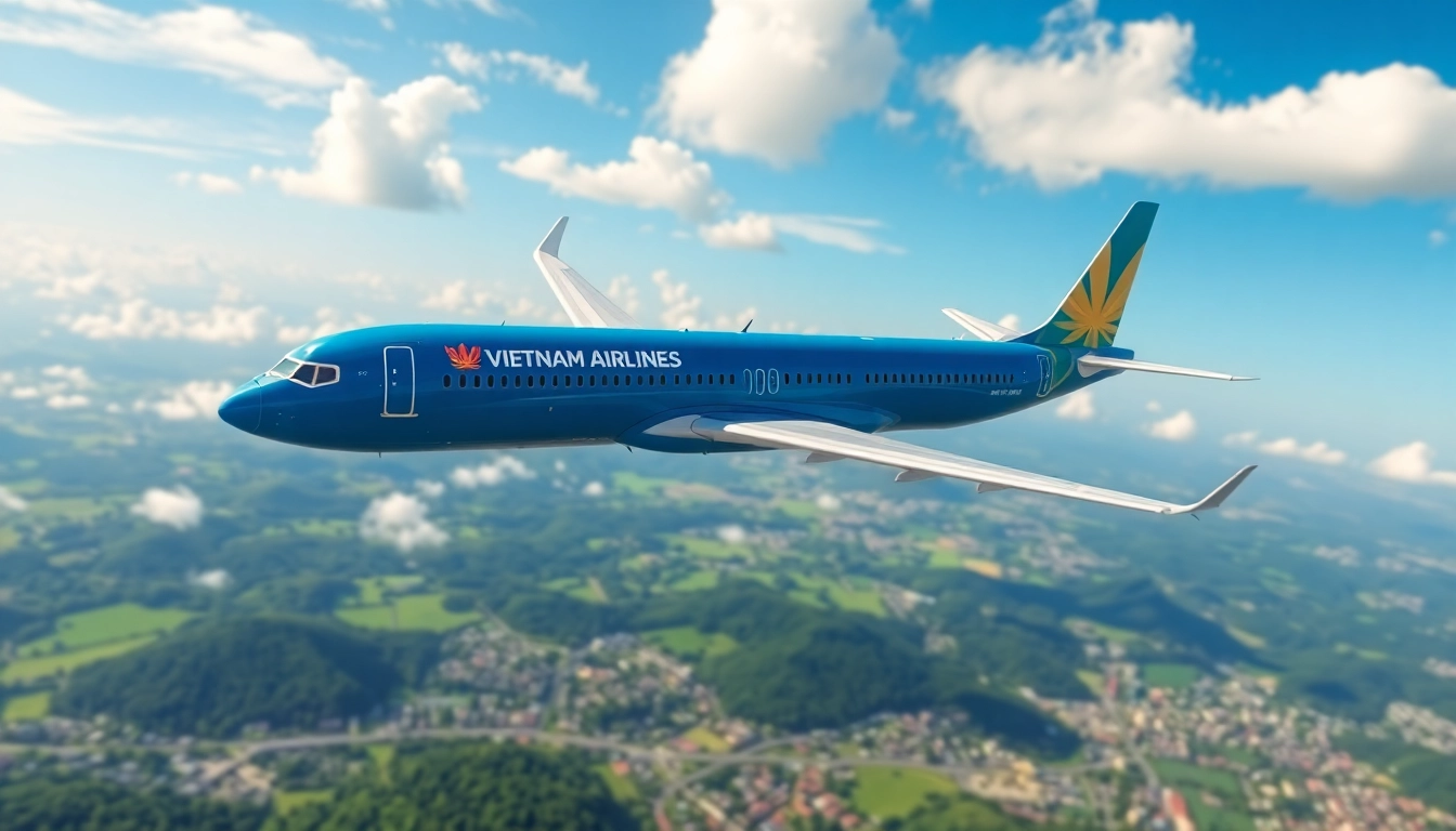 VN168 flight by Vietnam Airlines soaring above Vietnam's lush landscapes and vibrant cities.