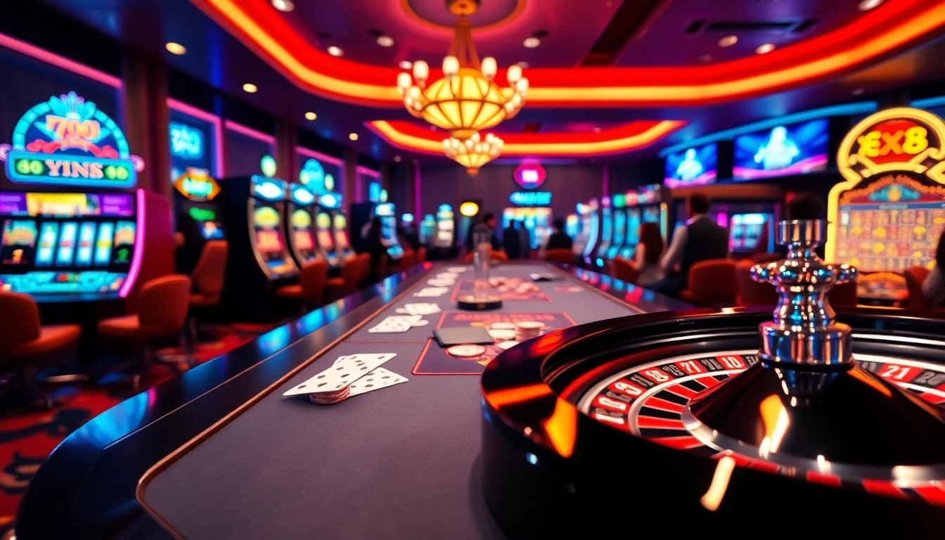 Players enjoying games at XX88 casino with luxurious tables and vibrant atmosphere.