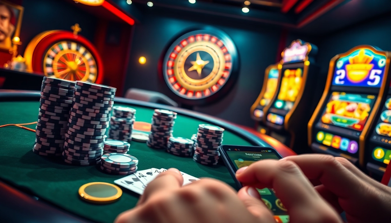 Experience thrilling online gaming on rikvip.gb.net with vibrant slots and poker chips in action.