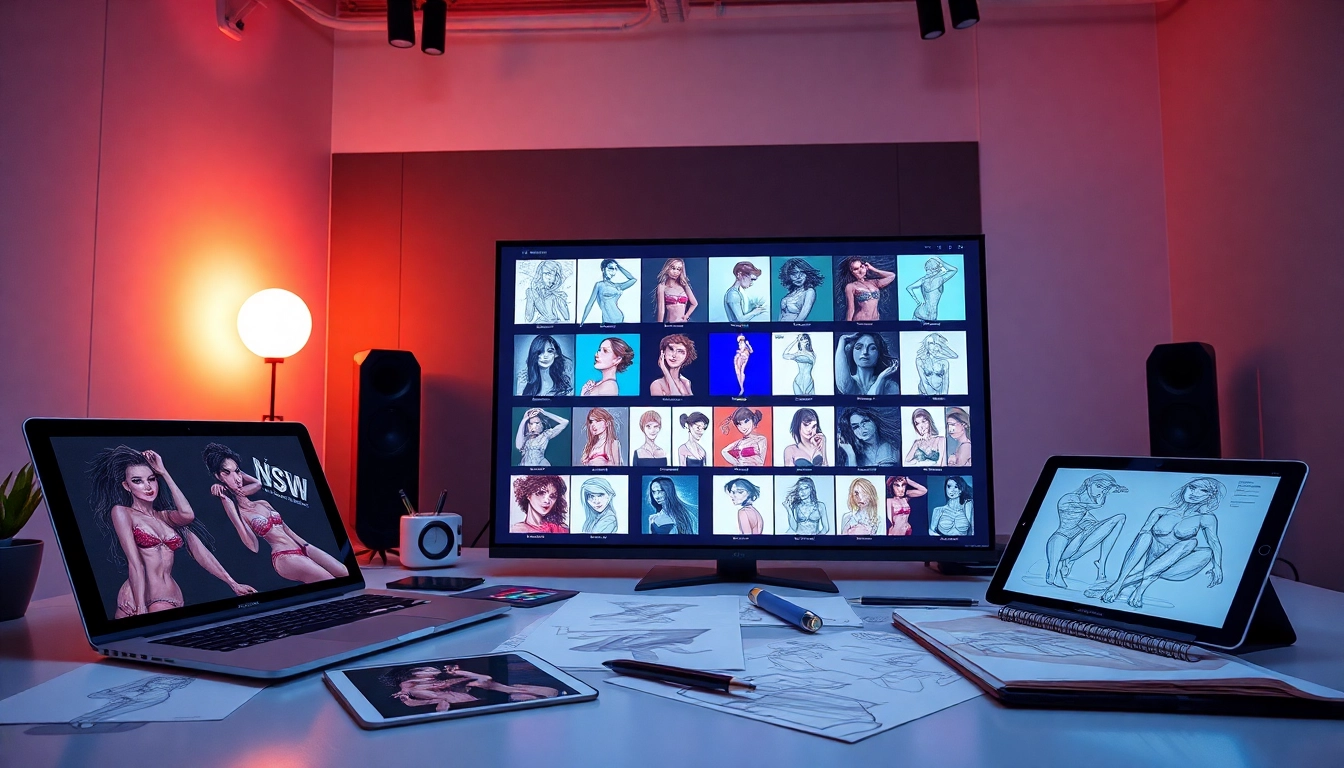 Innovative NSFW AI image generation showcased in a modern workspace.