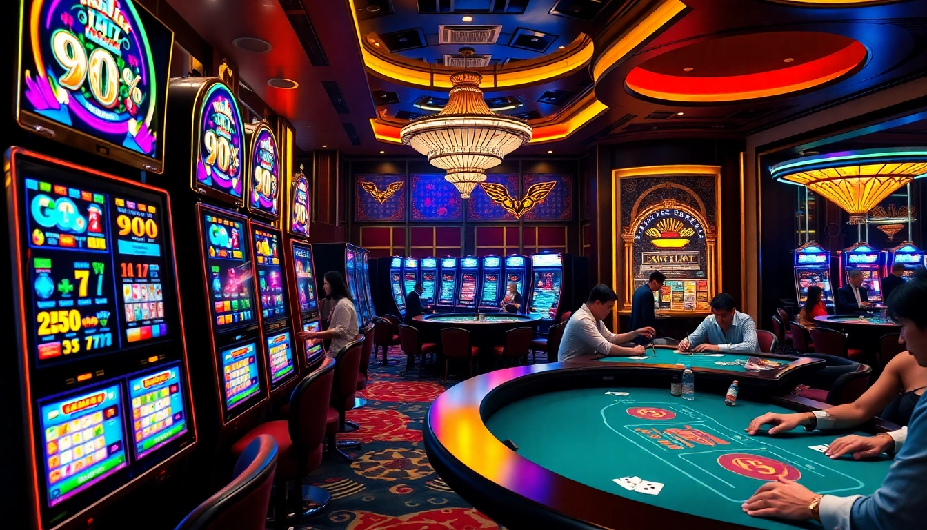 Players enjoying the thrilling nổ hũ experience at a luxurious casino.