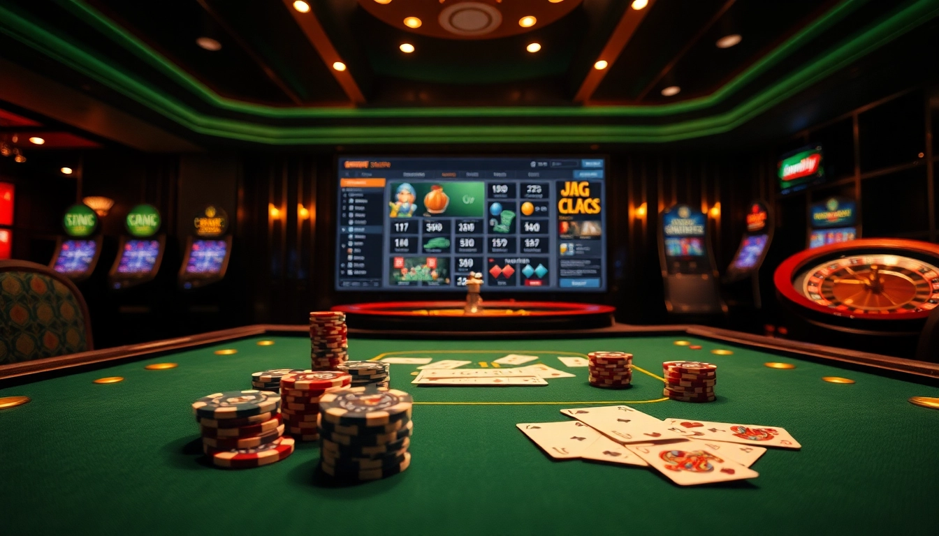 Engage with the thrilling atmosphere of sumvip at a luxury casino table adorned with poker chips and cards.