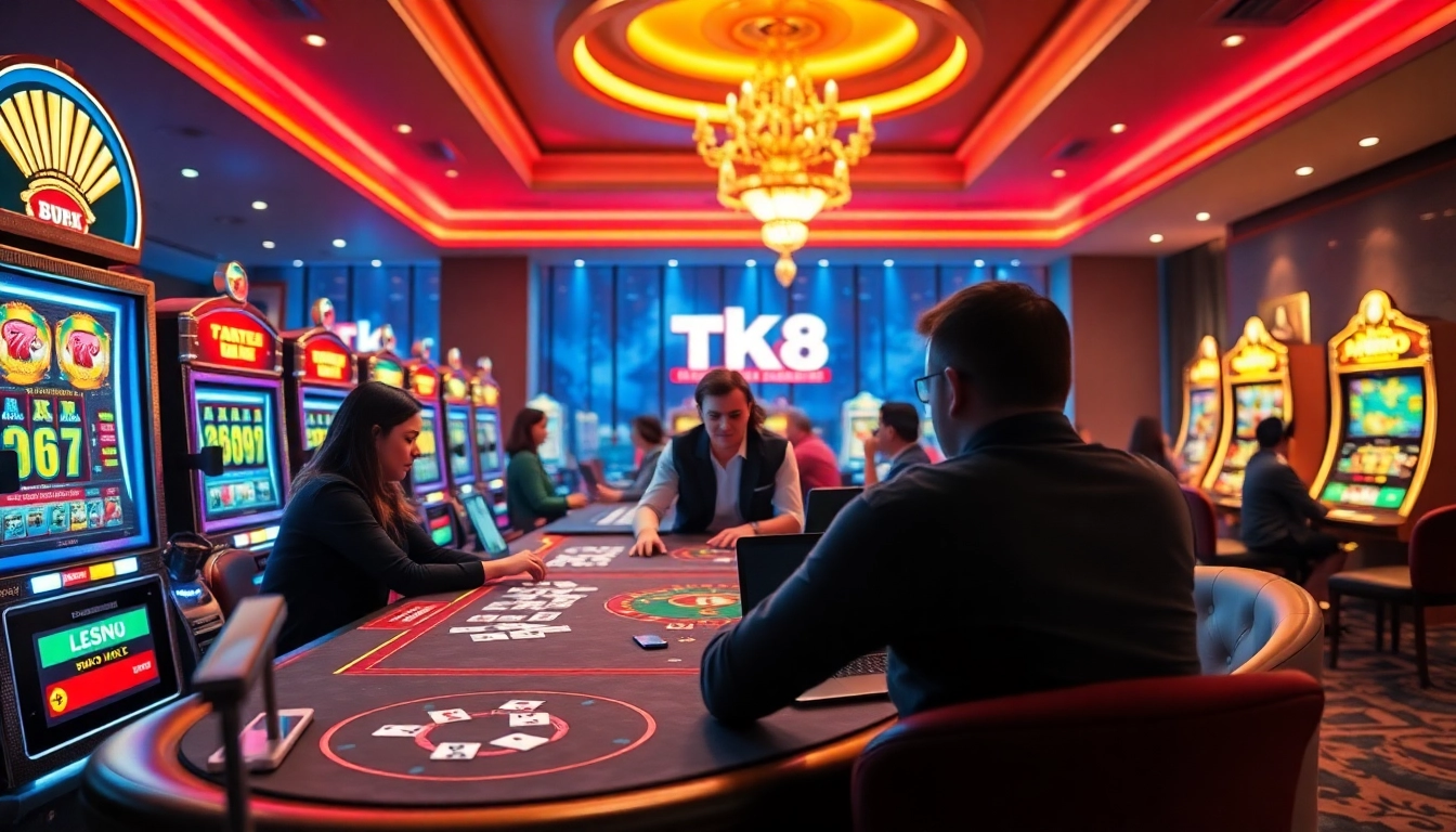 Exciting online gambling scene at tk88win.live featuring vibrant casino games and engaged players.